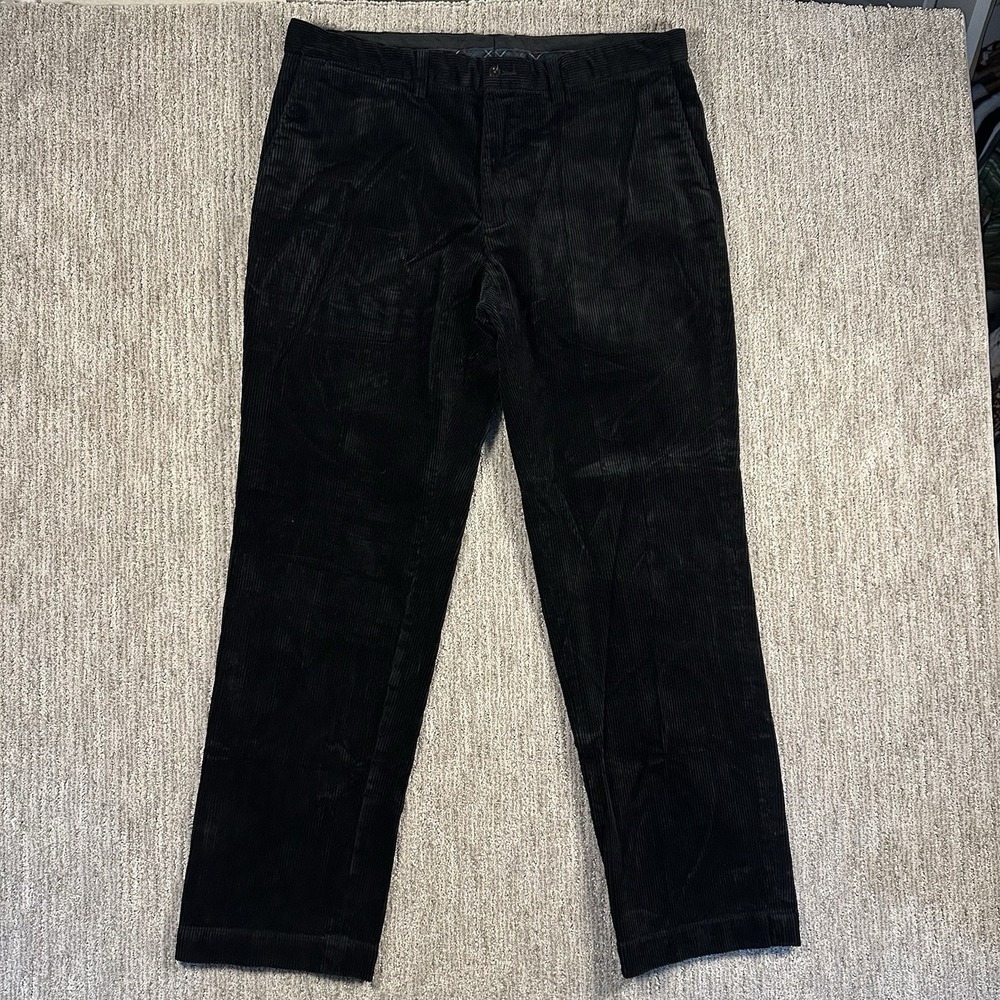 Polo Ralph Lauren Preston Pants Mens 38x34 Black Corduroy Trouser Vintage 90s‎